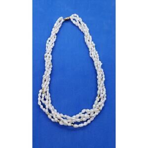 Vintage Genuine Pearl 5 Strand Necklace Gold plated Bead Twisted Or Straight